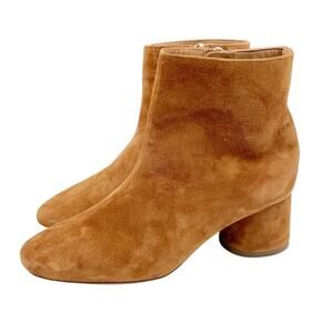 Mansur Gavriel Daydream Stretch Block Heel Chelsea Booties Brown Suede Size 35
